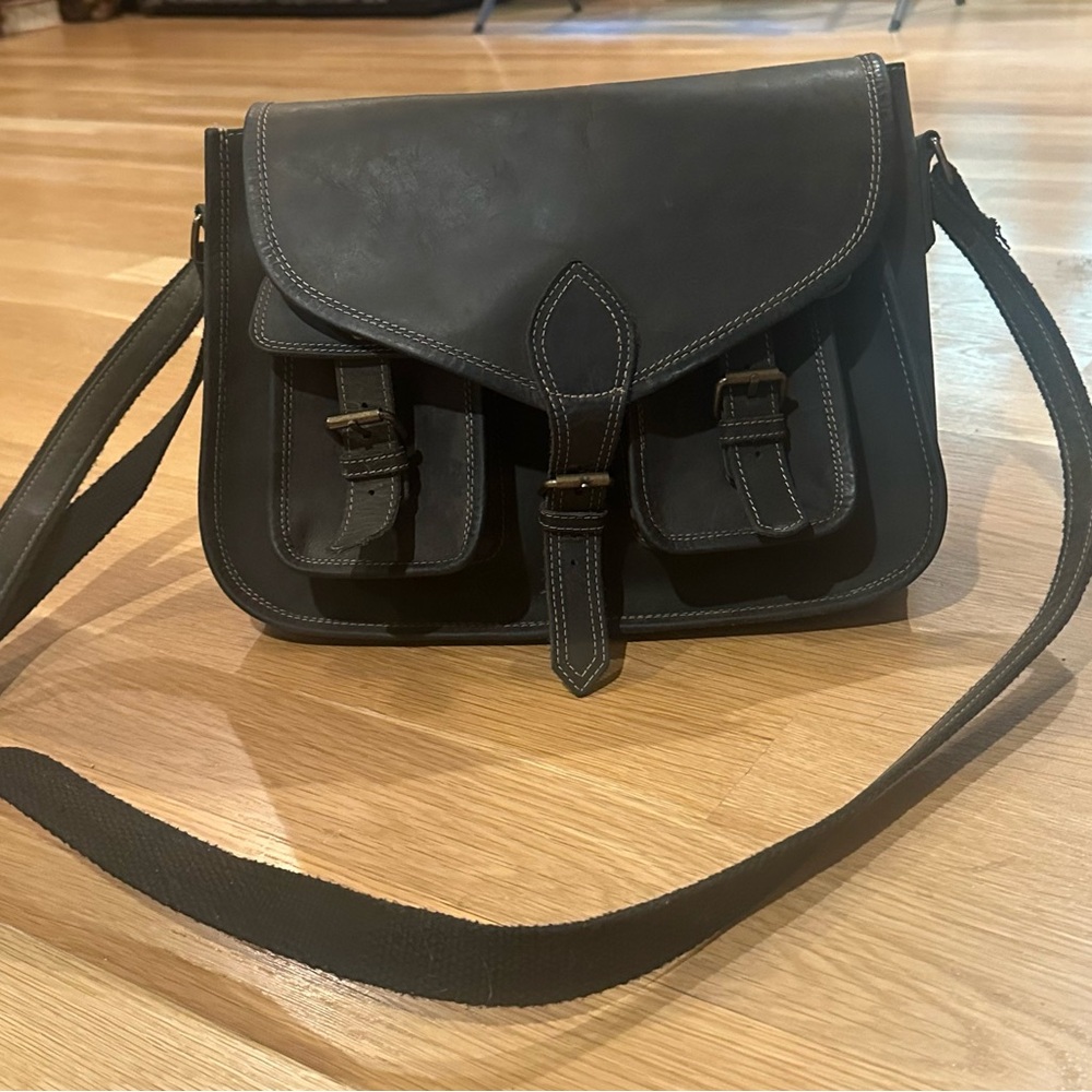 Classic Dark Brown Leather Shoulder Bag